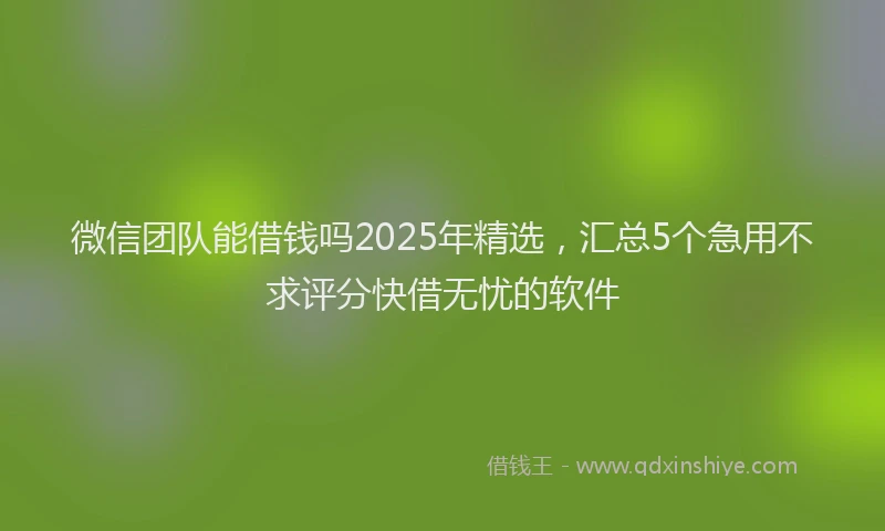 微信团队能借钱吗2025年精选，汇总5个急用不求评分快借无忧的软件