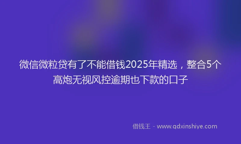 微信微粒贷有了不能借钱2025年精选，整合5个高炮无视风控逾期也下款的口子