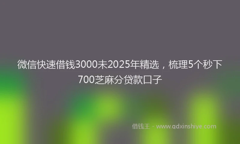 微信快速借钱3000未2025年精选，梳理5个秒下700芝麻分贷款口子
