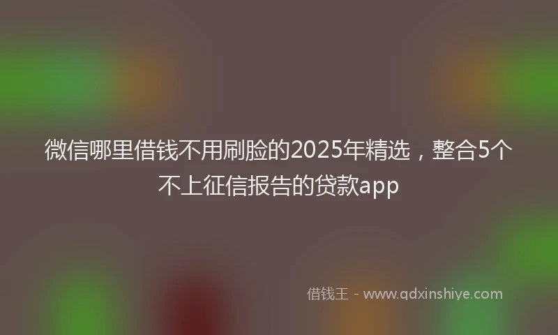 微信哪里借钱不用刷脸的2025年精选，整合5个不上征信报告的贷款app