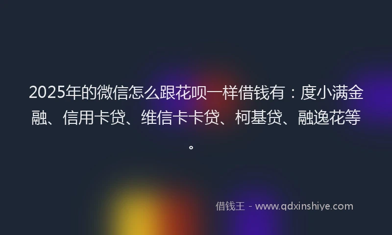 2025年的微信怎么跟花呗一样借钱有：度小满金融、信用卡贷、维信卡卡贷、柯基贷、融逸花等。