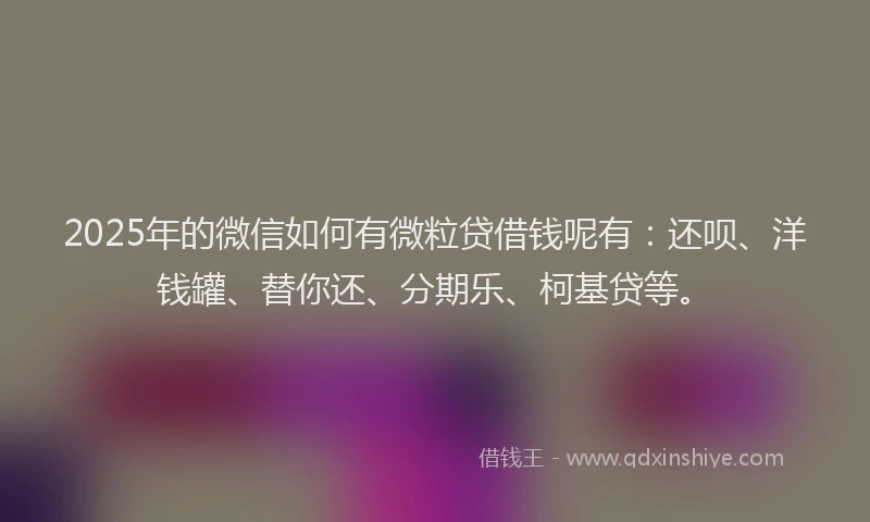 2025年的微信如何有微粒贷借钱呢有：还呗、洋钱罐、替你还、分期乐、柯基贷等。