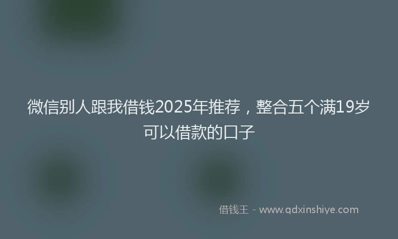 微信别人跟我借钱2025年推荐，整合五个满19岁可以借款的口子