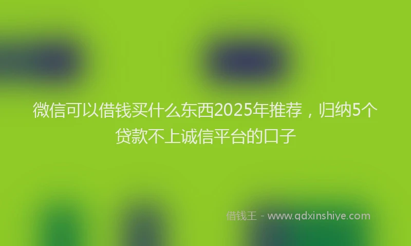 微信可以借钱买什么东西2025年推荐，归纳5个贷款不上诚信平台的口子