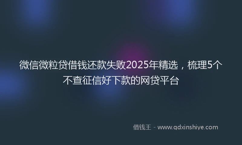 微信微粒贷借钱还款失败2025年精选，梳理5个不查征信好下款的网贷平台