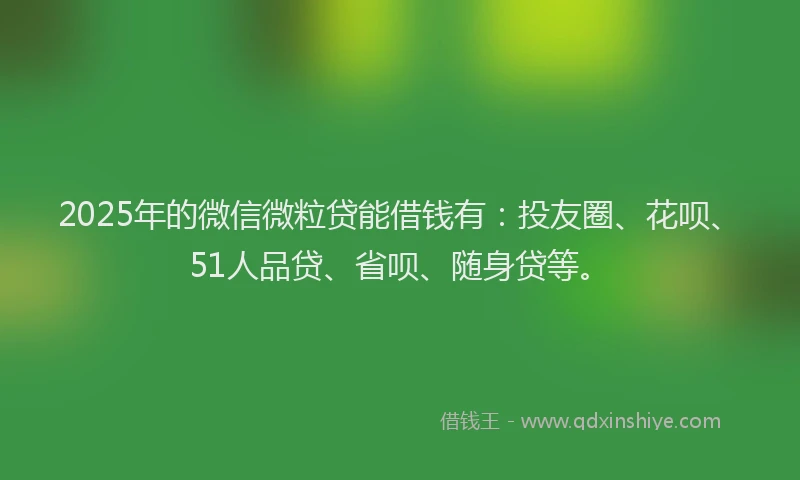2025年的微信微粒贷能借钱有：投友圈、花呗、51人品贷、省呗、随身贷等。