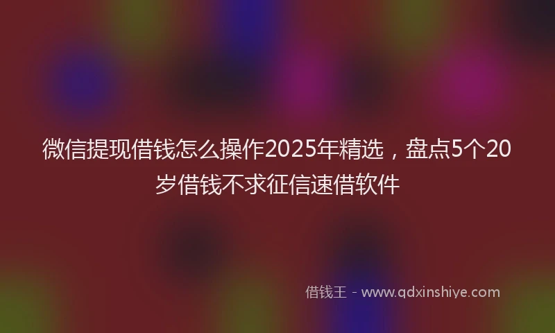 微信提现借钱怎么操作2025年精选，盘点5个20岁借钱不求征信速借软件