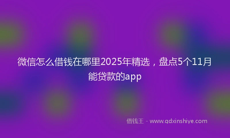 微信怎么借钱在哪里2025年精选，盘点5个11月能贷款的app