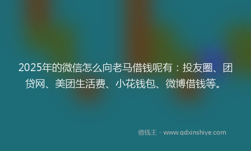 2025年的微信怎么向老马借钱呢有：投友圈、团贷网、美团生活费、小花钱包、微博借钱等。