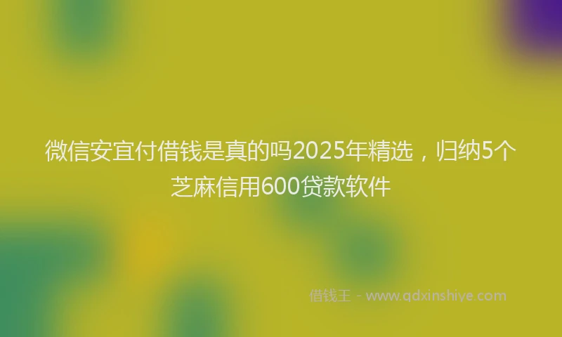 微信安宜付借钱是真的吗2025年精选，归纳5个芝麻信用600贷款软件
