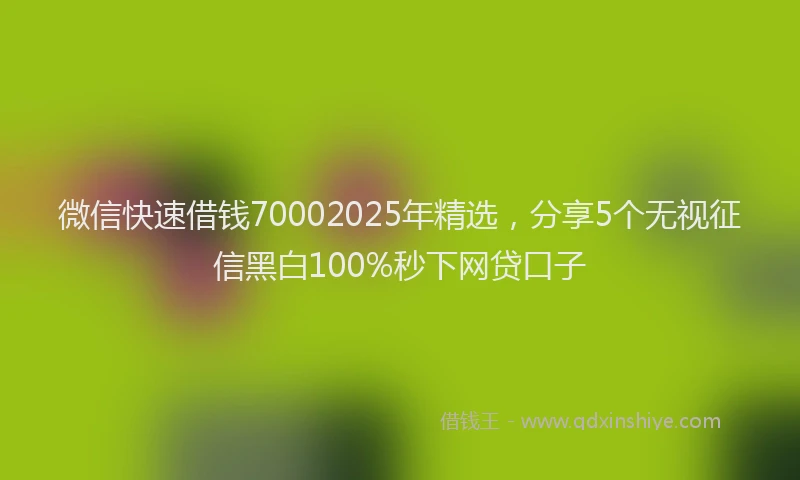 微信快速借钱70002025年精选，分享5个无视征信黑白100%秒下网贷口子