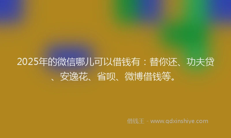 2025年的微信哪儿可以借钱有：替你还、功夫贷、安逸花、省呗、微博借钱等。