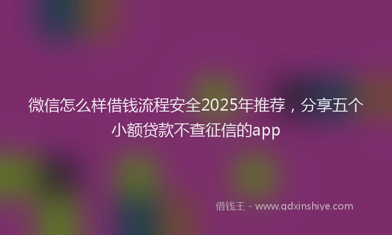 微信怎么样借钱流程安全2025年推荐，分享五个小额贷款不查征信的app