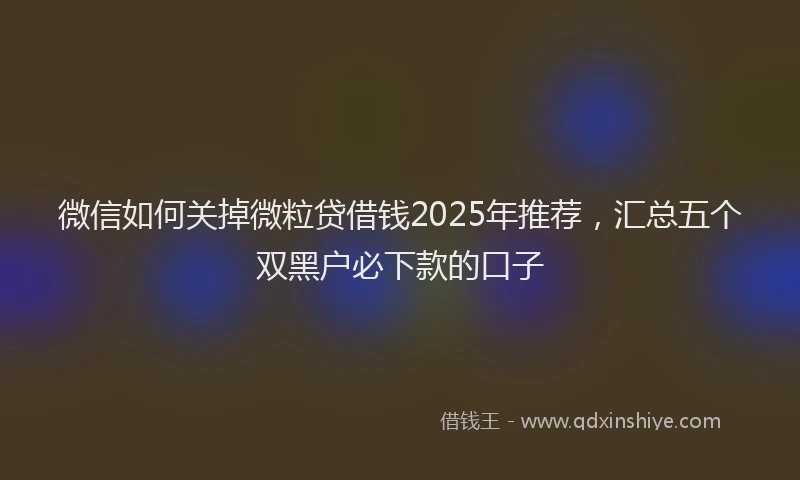 微信如何关掉微粒贷借钱2025年推荐，汇总五个双黑户必下款的口子