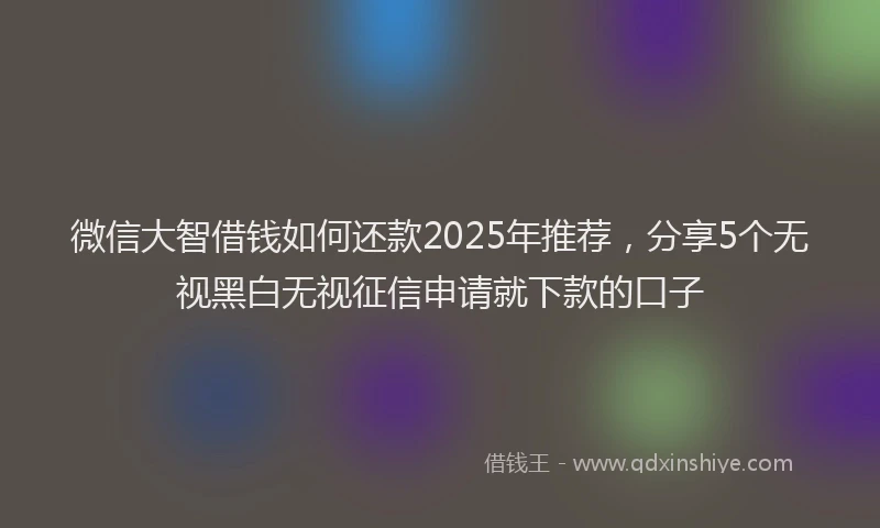微信大智借钱如何还款2025年推荐，分享5个无视黑白无视征信申请就下款的口子