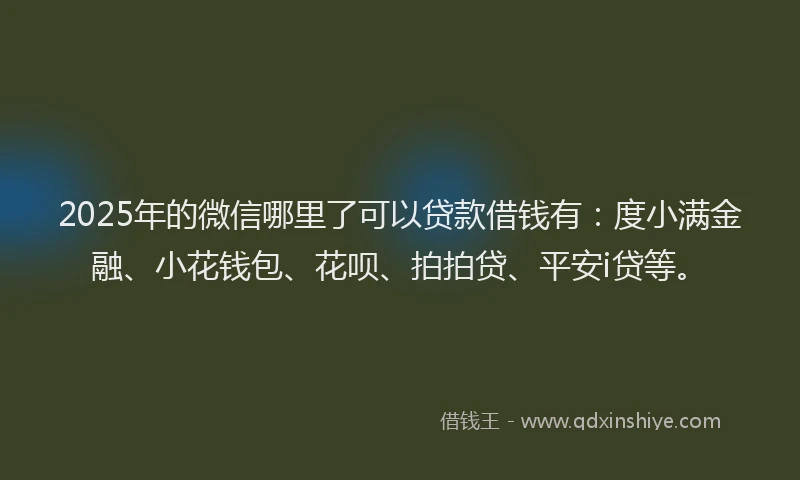 2025年的微信哪里了可以贷款借钱有：度小满金融、小花钱包、花呗、拍拍贷、平安i贷等。