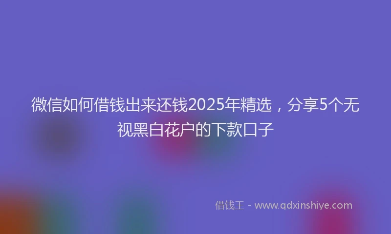 微信如何借钱出来还钱2025年精选，分享5个无视黑白花户的下款口子