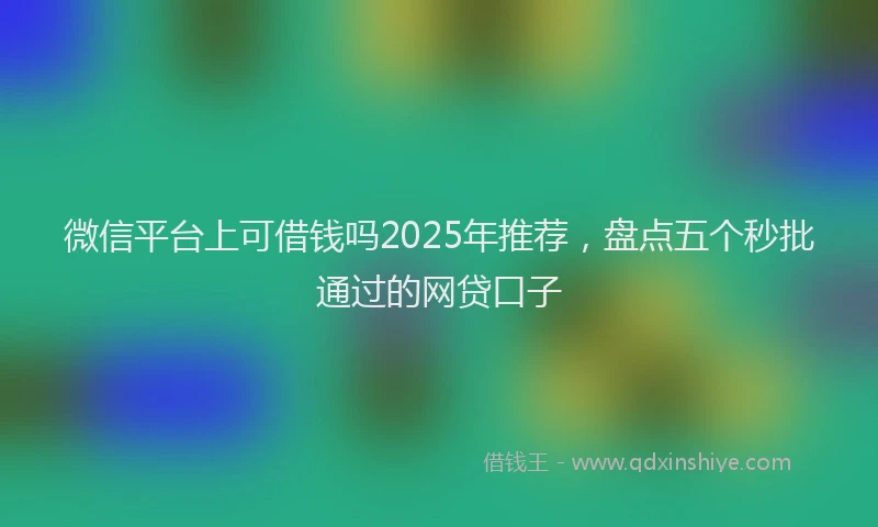 微信平台上可借钱吗2025年推荐，盘点五个秒批通过的网贷口子