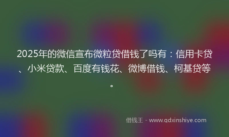 2025年的微信宣布微粒贷借钱了吗有：信用卡贷、小米贷款、百度有钱花、微博借钱、柯基贷等。