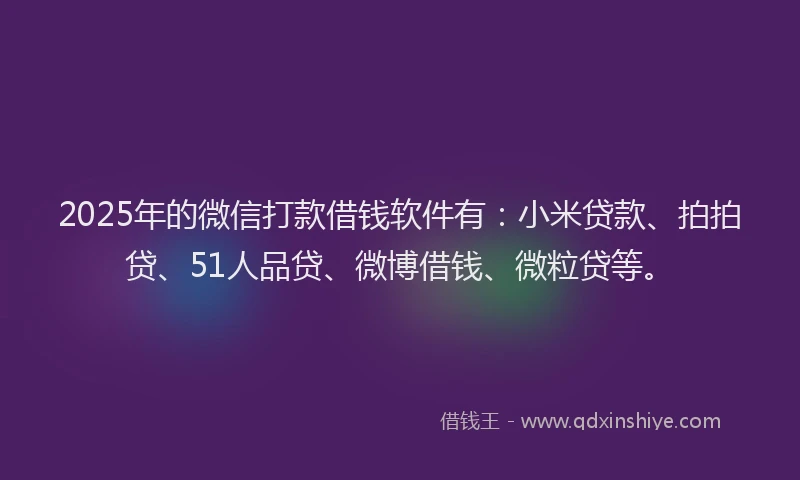 2025年的微信打款借钱软件有：小米贷款、拍拍贷、51人品贷、微博借钱、微粒贷等。