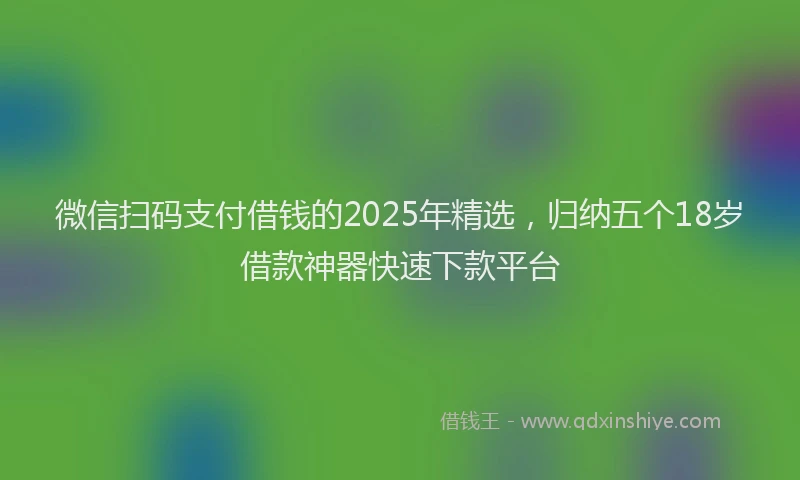 微信扫码支付借钱的2025年精选，归纳五个18岁借款神器快速下款平台