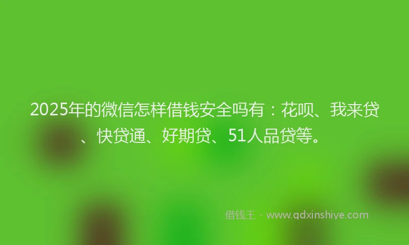 2025年的微信怎样借钱安全吗有：花呗、我来贷、快贷通、好期贷、51人品贷等。