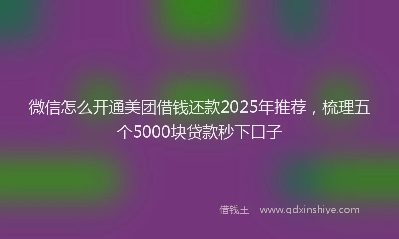 微信怎么开通美团借钱还款2025年推荐，梳理五个5000块贷款秒下口子