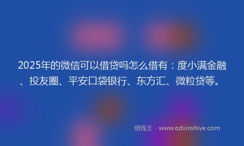 2025年的微信可以借贷吗怎么借有：度小满金融、投友圈、平安口袋银行、东方汇、微粒贷等。