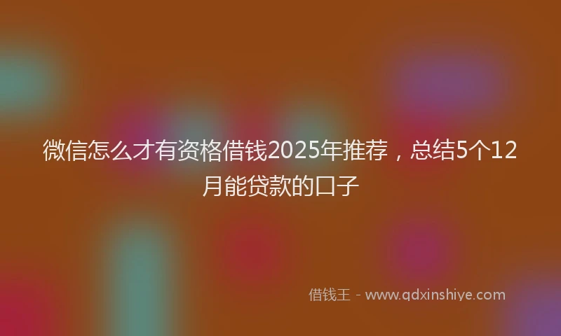 微信怎么才有资格借钱2025年推荐，总结5个12月能贷款的口子