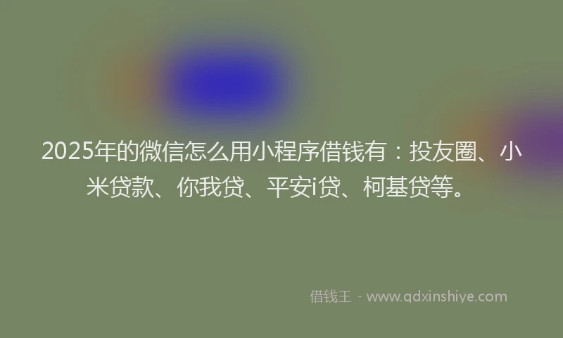 2025年的微信怎么用小程序借钱有：投友圈、小米贷款、你我贷、平安i贷、柯基贷等。
