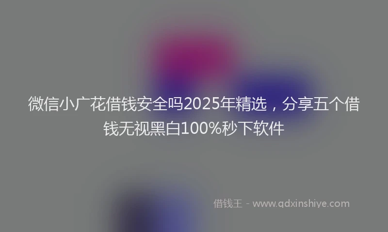 微信小广花借钱安全吗2025年精选，分享五个借钱无视黑白100%秒下软件