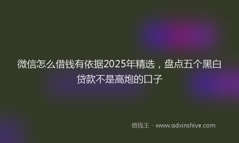 微信怎么借钱有依据2025年精选，盘点五个黑白贷款不是高炮的口子