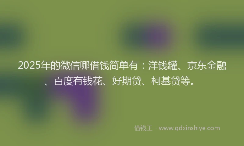 2025年的微信哪借钱简单有：洋钱罐、京东金融、百度有钱花、好期贷、柯基贷等。