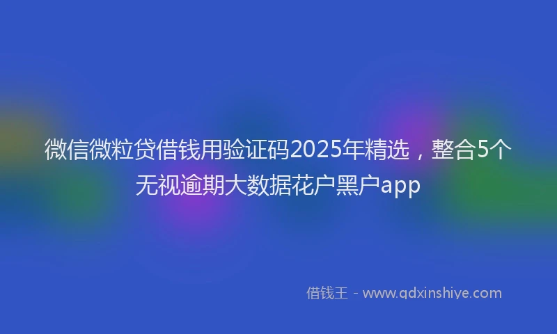 微信微粒贷借钱用验证码2025年精选，整合5个无视逾期大数据花户黑户app