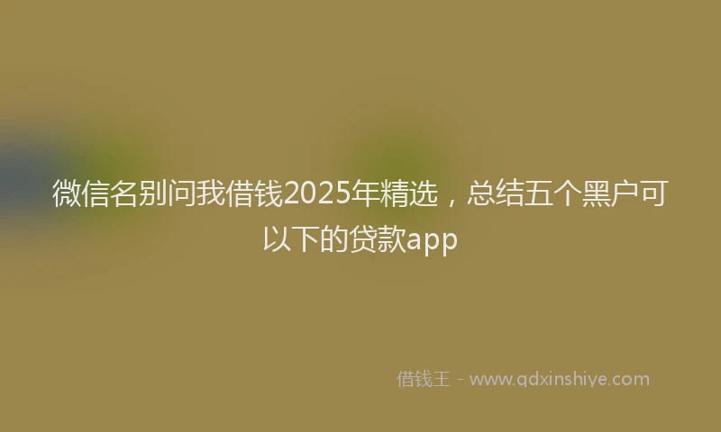 微信名别问我借钱2025年精选，总结五个黑户可以下的贷款app