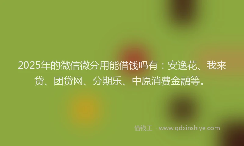 2025年的微信微分用能借钱吗有：安逸花、我来贷、团贷网、分期乐、中原消费金融等。