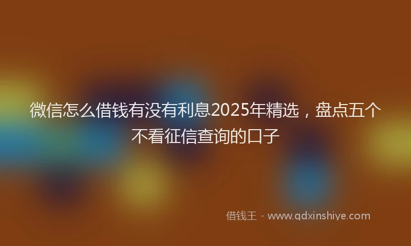 微信怎么借钱有没有利息2025年精选，盘点五个不看征信查询的口子