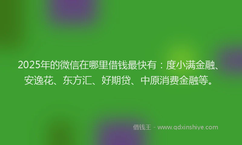 2025年的微信在哪里借钱最快有：度小满金融、安逸花、东方汇、好期贷、中原消费金融等。