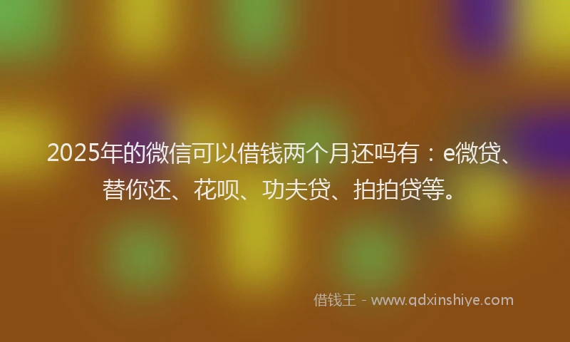 2025年的微信可以借钱两个月还吗有：e微贷、替你还、花呗、功夫贷、拍拍贷等。