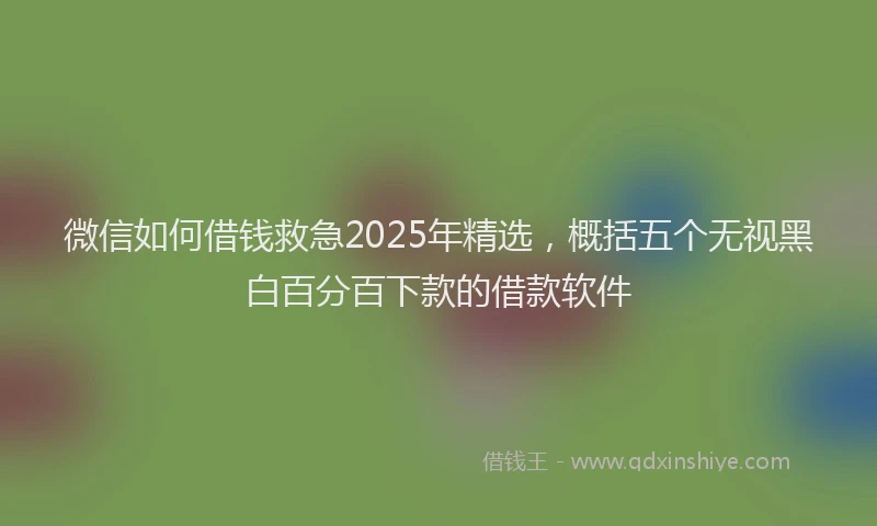 微信如何借钱救急2025年精选，概括五个无视黑白百分百下款的借款软件