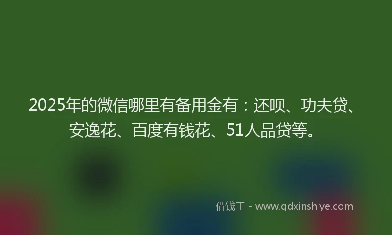 2025年的微信哪里有备用金有：还呗、功夫贷、安逸花、百度有钱花、51人品贷等。