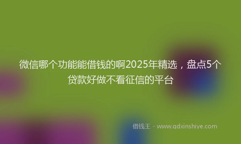 微信哪个功能能借钱的啊2025年精选，盘点5个贷款好做不看征信的平台