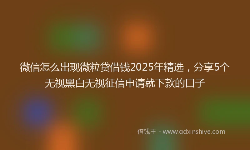 微信怎么出现微粒贷借钱2025年精选，分享5个无视黑白无视征信申请就下款的口子