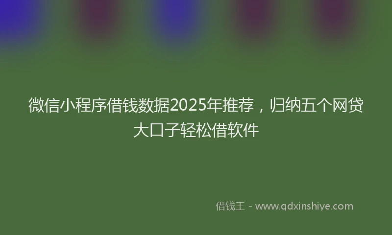 微信小程序借钱数据2025年推荐，归纳五个网贷大口子轻松借软件
