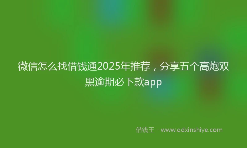 微信怎么找借钱通2025年推荐，分享五个高炮双黑逾期必下款app