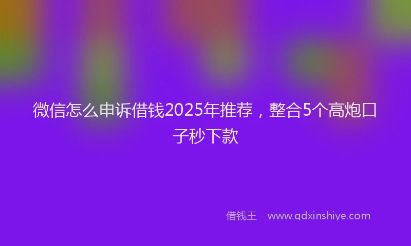 微信怎么申诉借钱2025年推荐，整合5个高炮口子秒下款