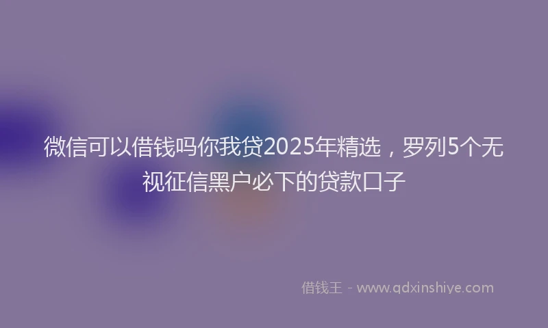微信可以借钱吗你我贷2025年精选，罗列5个无视征信黑户必下的贷款口子
