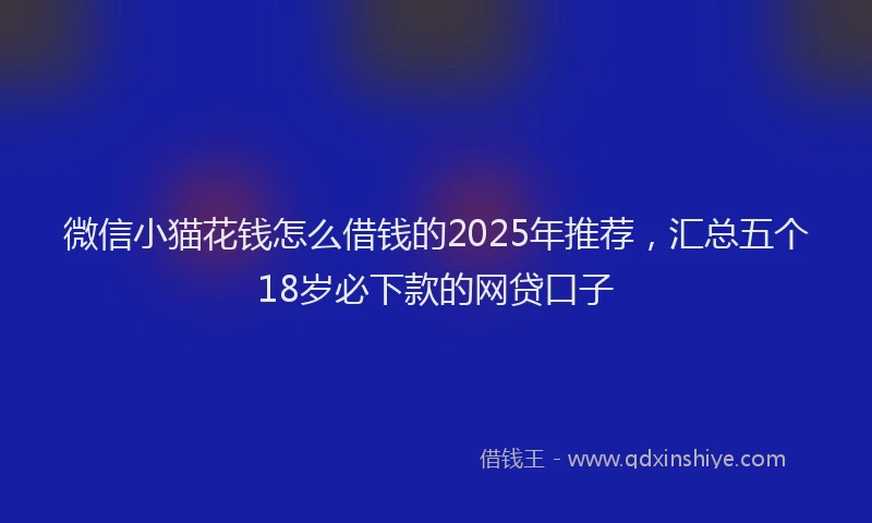 微信小猫花钱怎么借钱的2025年推荐，汇总五个18岁必下款的网贷口子