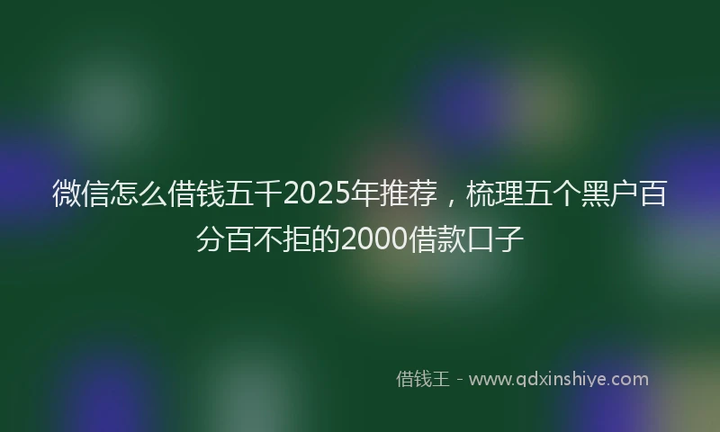 微信怎么借钱五千2025年推荐，梳理五个黑户百分百不拒的2000借款口子