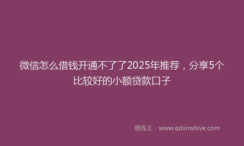 微信怎么借钱开通不了了2025年推荐，分享5个比较好的小额贷款口子